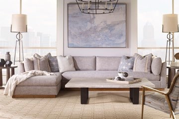 century gray bench seat sectional with cuddle corner